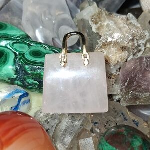 Elegant Rose Quartz Purse Pendant